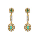 Boucles d'oreilles Pendantes en Or jaune, Emeraude et diamant - Castafiore