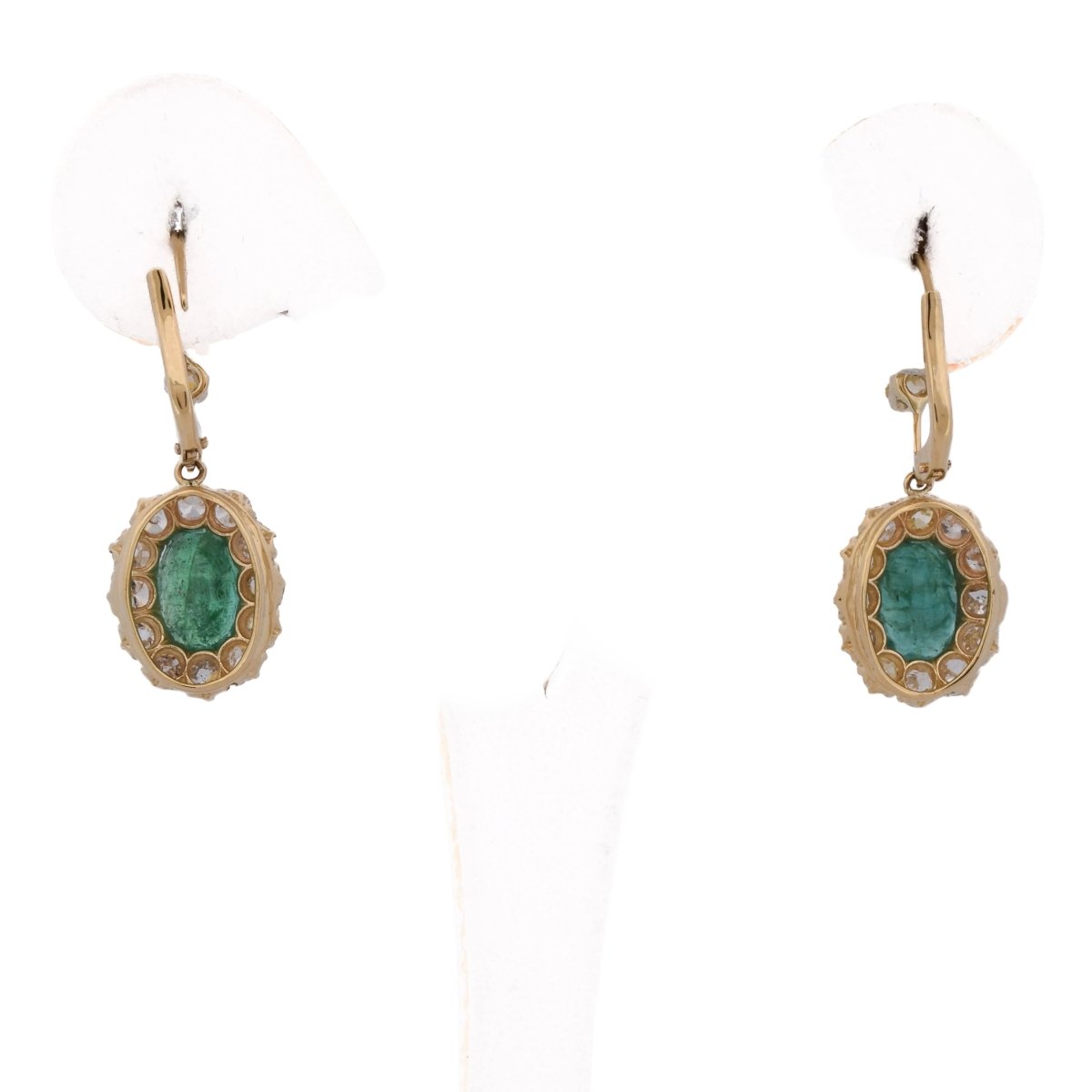 Boucles d'oreilles Pendantes en or jaune, émeraudes et diamants - Castafiore
