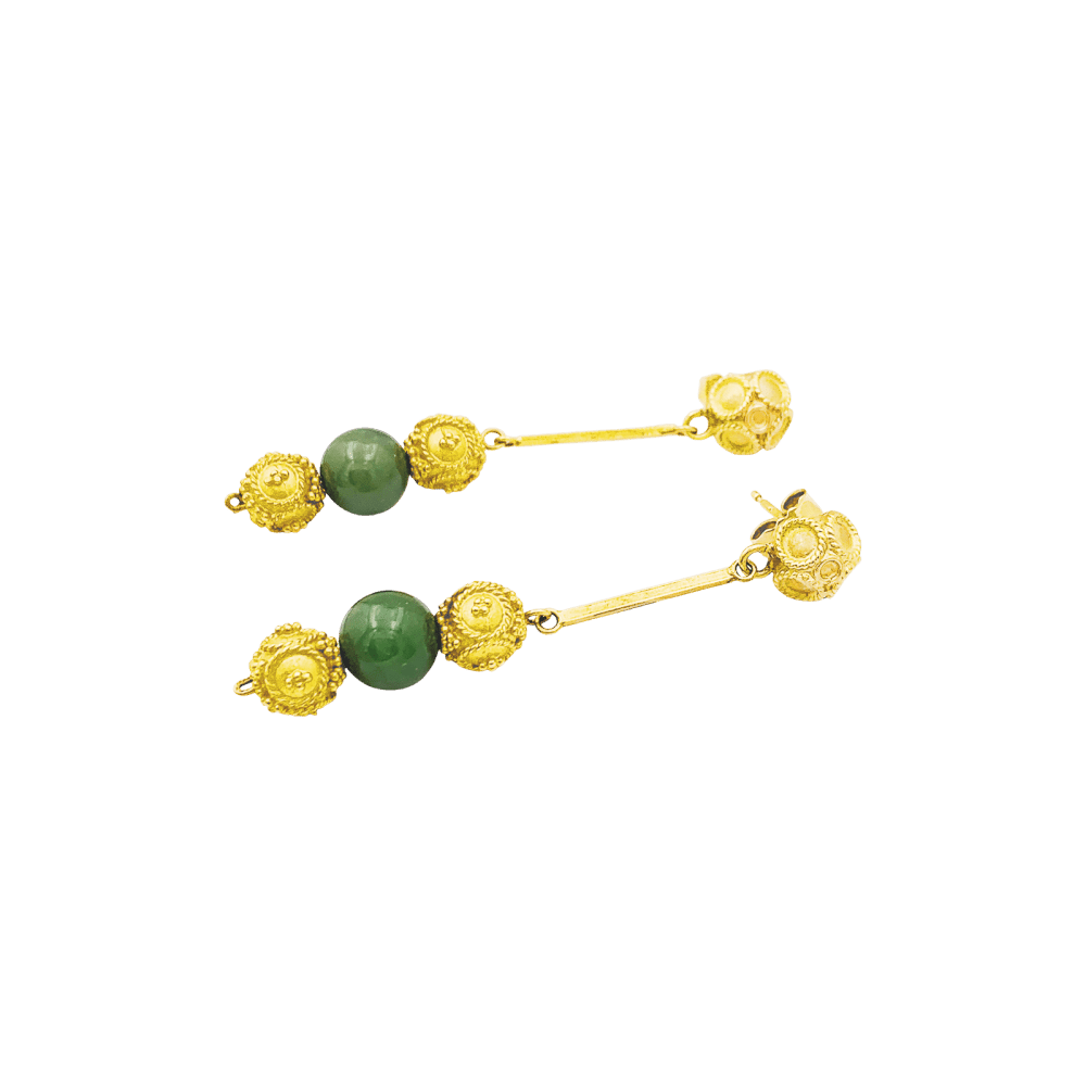 Boucles d'oreilles Pendantes en or jaune et aventurine - Castafiore