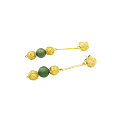 Boucles d'oreilles Pendantes en or jaune et aventurine - Castafiore