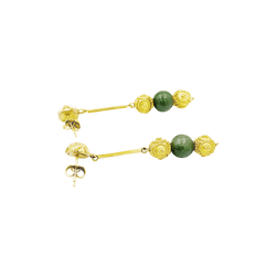 Boucles d'oreilles Pendantes en or jaune et aventurine - Castafiore
