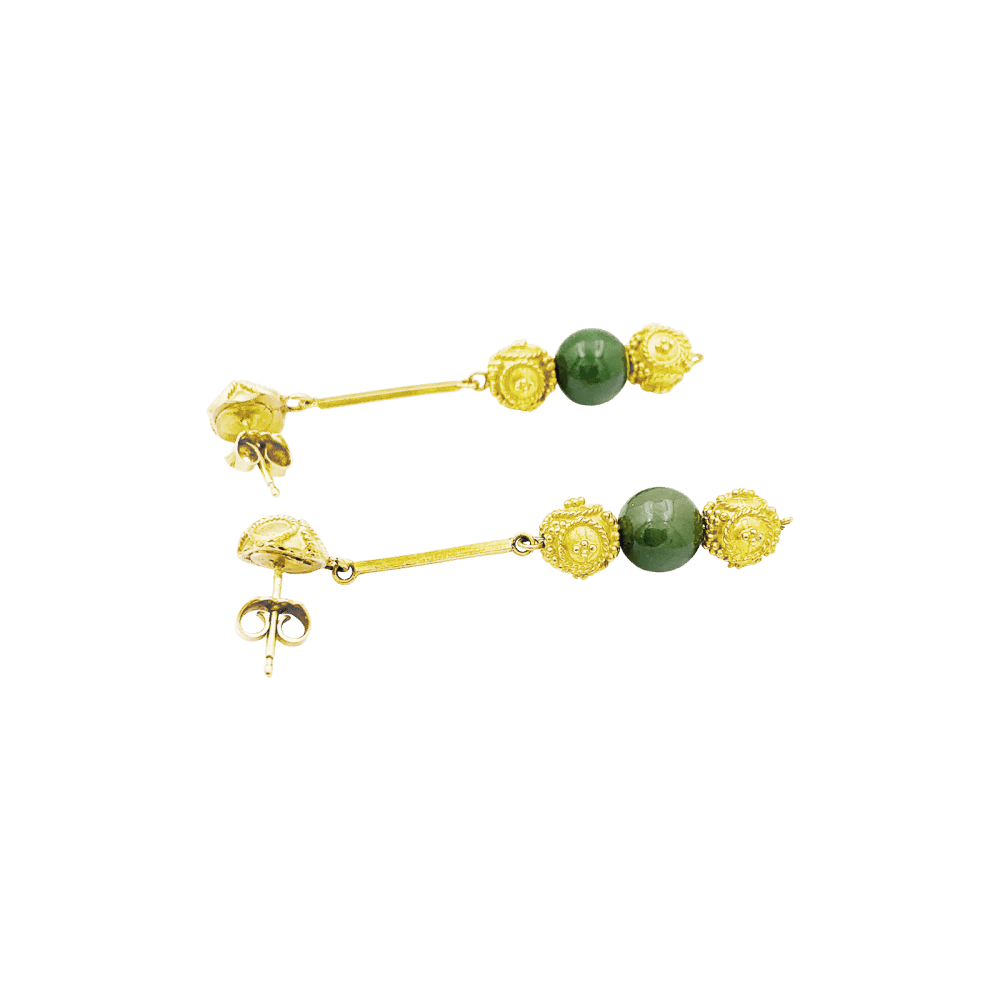 Boucles d'oreilles Pendantes en or jaune et aventurine - Castafiore