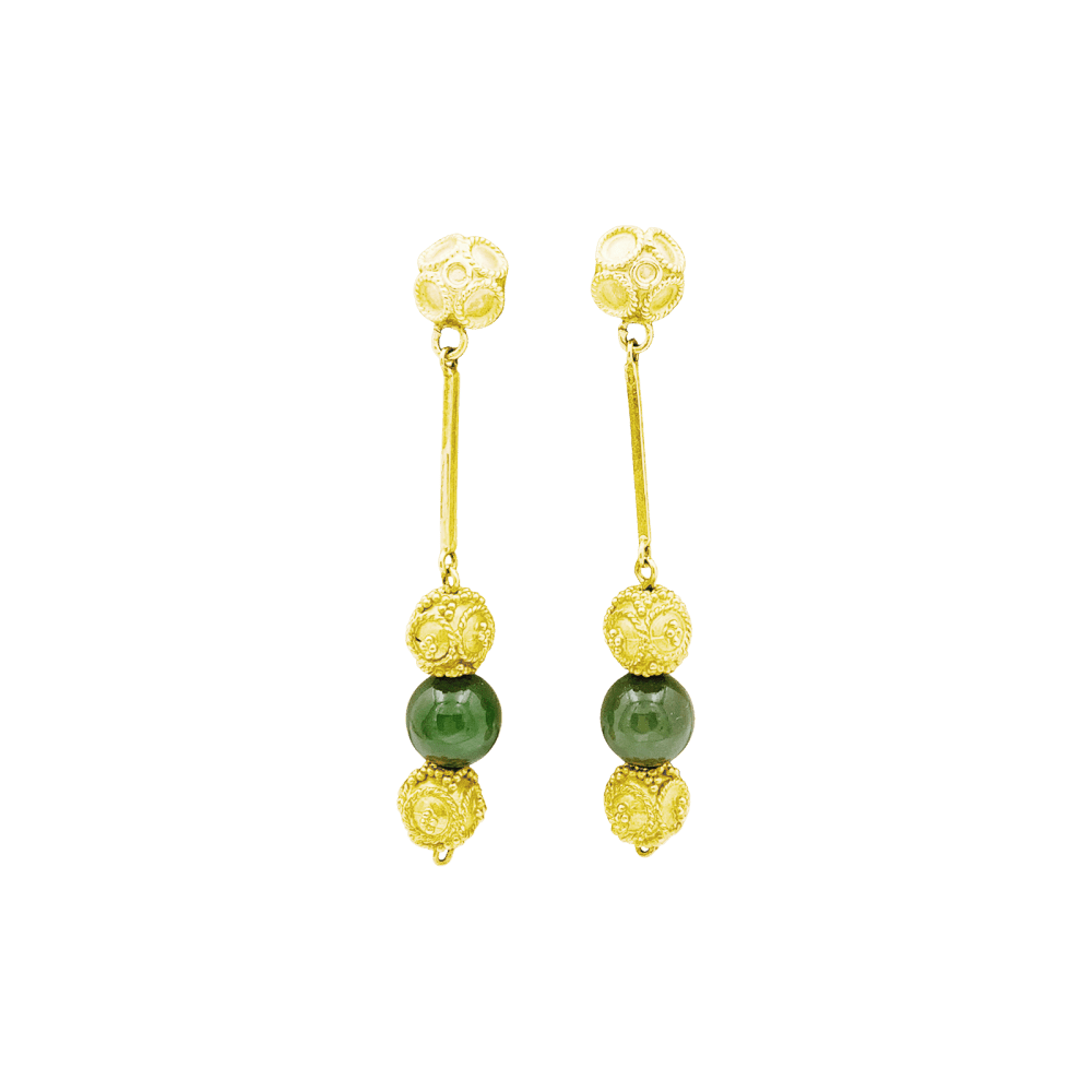 Boucles d'oreilles Pendantes en or jaune et aventurine - Castafiore
