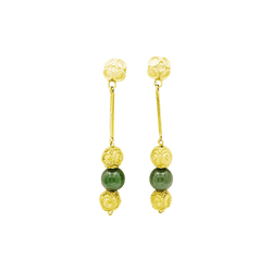 Boucles d'oreilles Pendantes en or jaune et aventurine - Castafiore