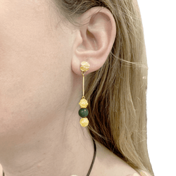 Boucles d'oreilles Pendantes en or jaune et aventurine - Castafiore