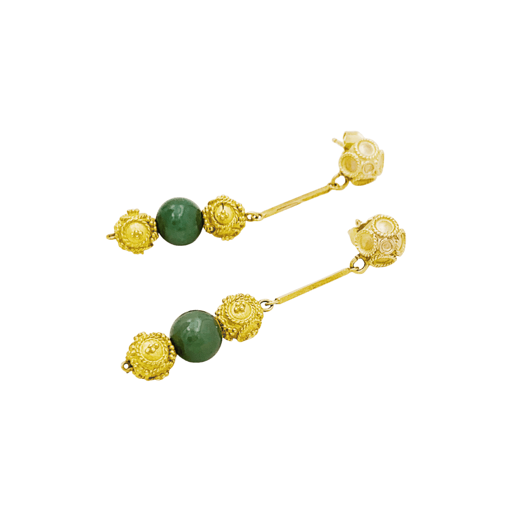 Boucles d'oreilles Pendantes en or jaune et aventurine - Castafiore