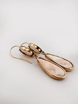 Boucles d'oreilles Pendantes en or jaune et camées - Castafiore