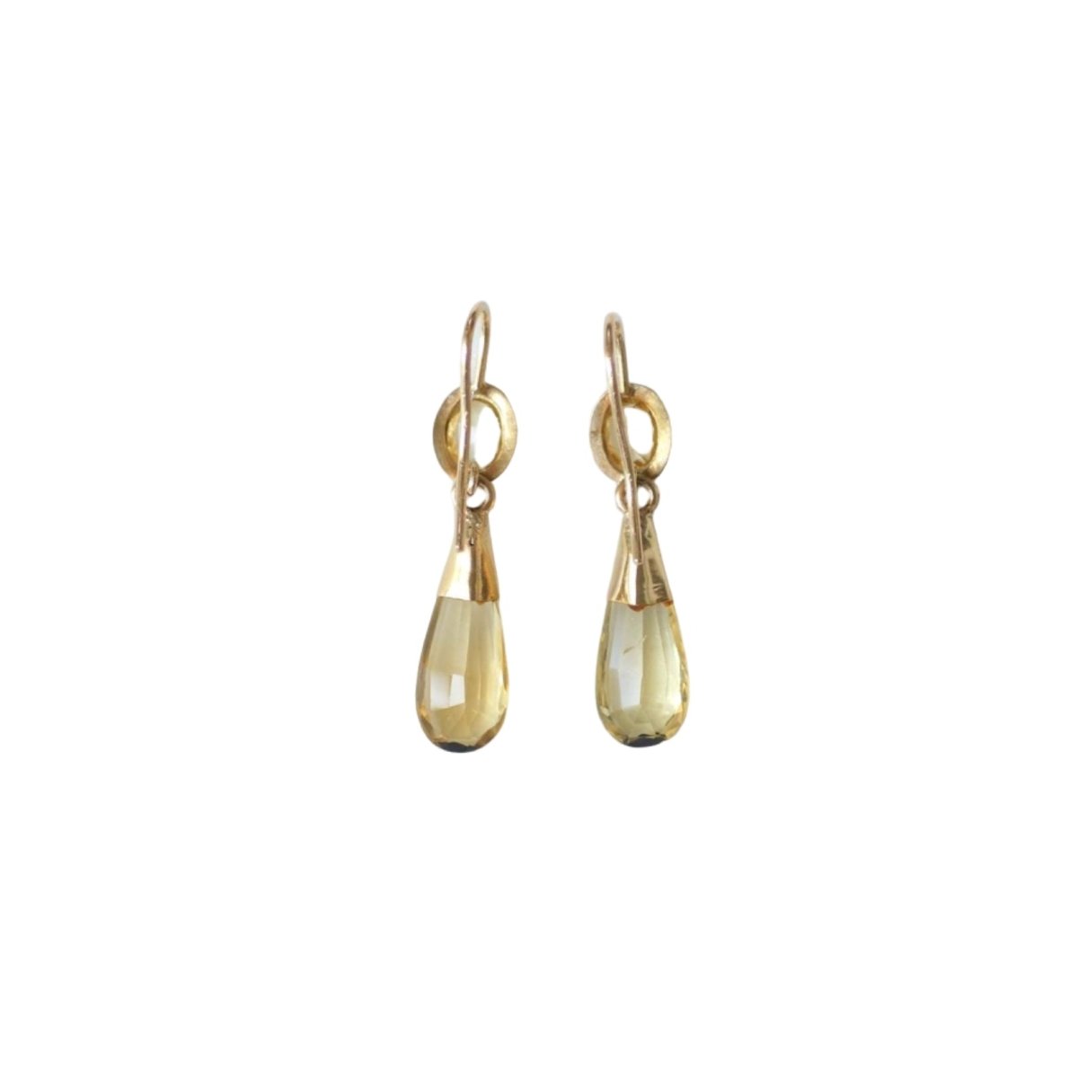 Boucles d'oreilles Pendantes en or jaune et citrine - Castafiore