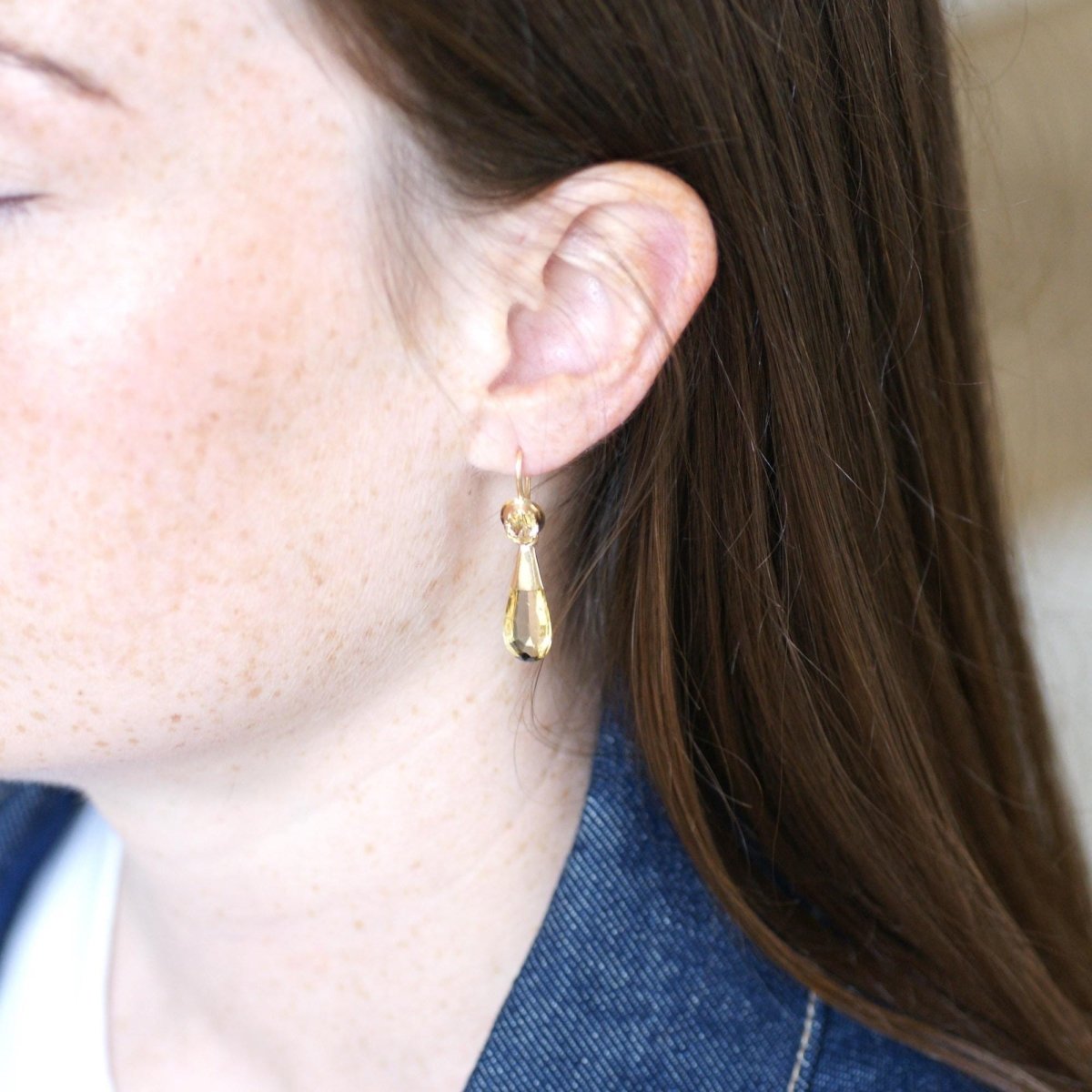 Boucles d'oreilles Pendantes en or jaune et citrine - Castafiore