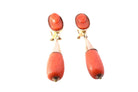 Boucles d'oreilles Pendantes en or jaune et corail - Castafiore