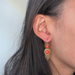 Boucles d'oreilles Pendantes en or jaune et corail - Castafiore