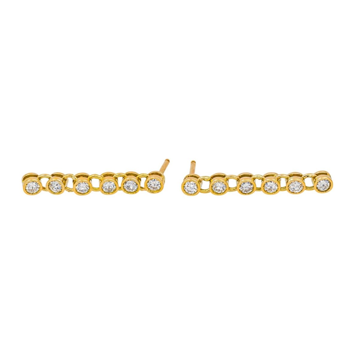 Boucles d'oreilles Pendantes en or jaune et diamants - Castafiore