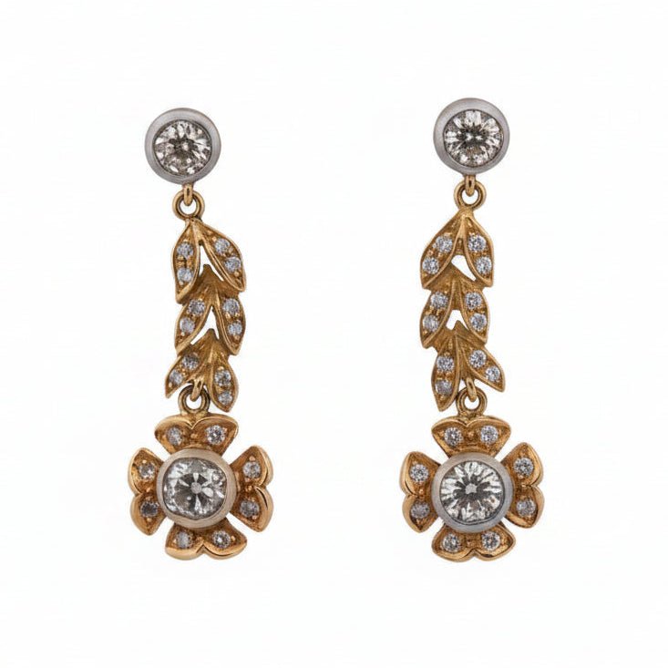 Boucles d’oreilles Pendantes en or jaune et diamants - Castafiore