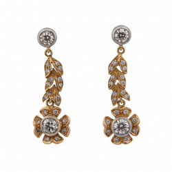 Boucles d’oreilles Pendantes en or jaune et diamants - Castafiore