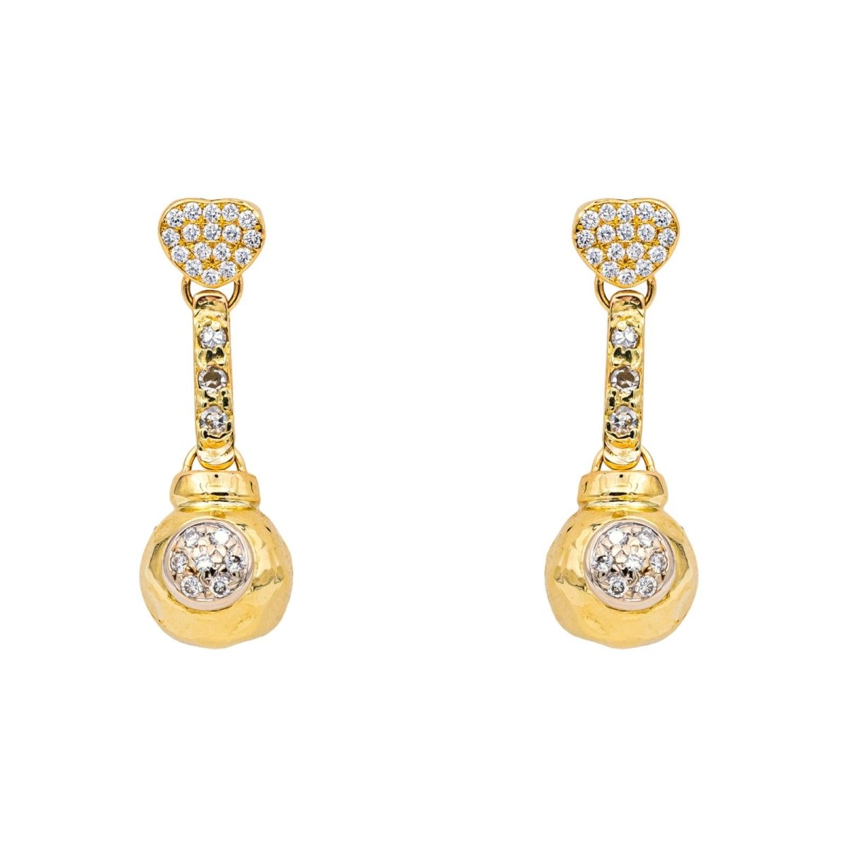 Boucles d'oreilles Pendantes en or jaune et diamants - Castafiore