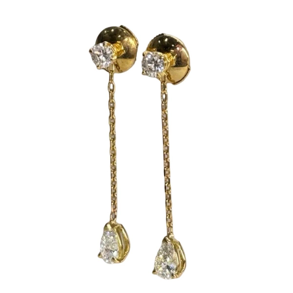 Boucles d'oreilles Pendantes en or jaune et diamants - Castafiore