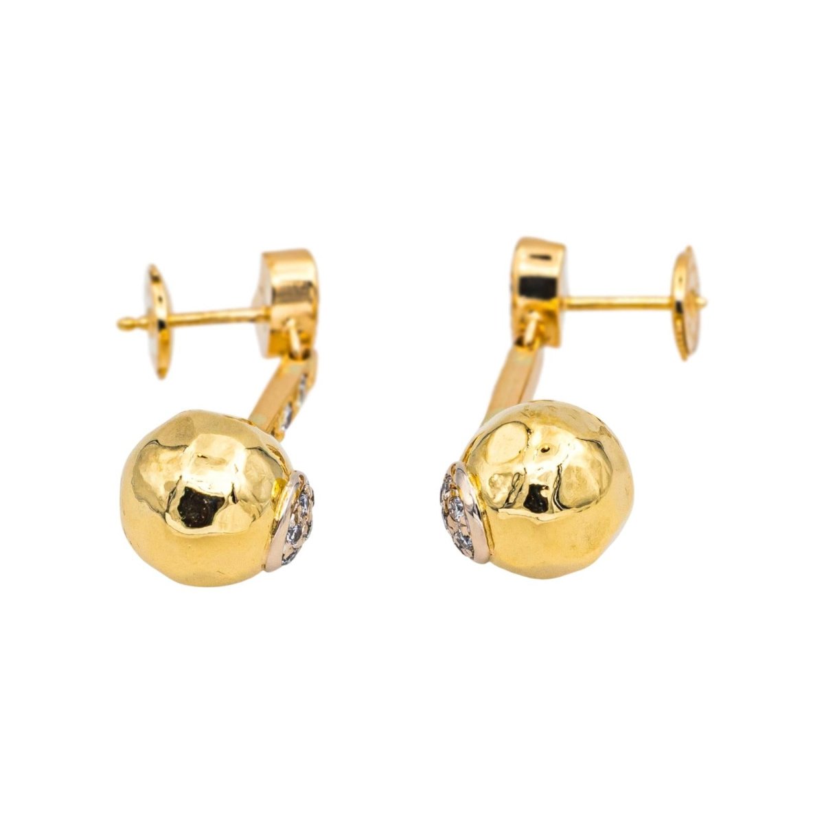 Boucles d'oreilles Pendantes en or jaune et diamants - Castafiore