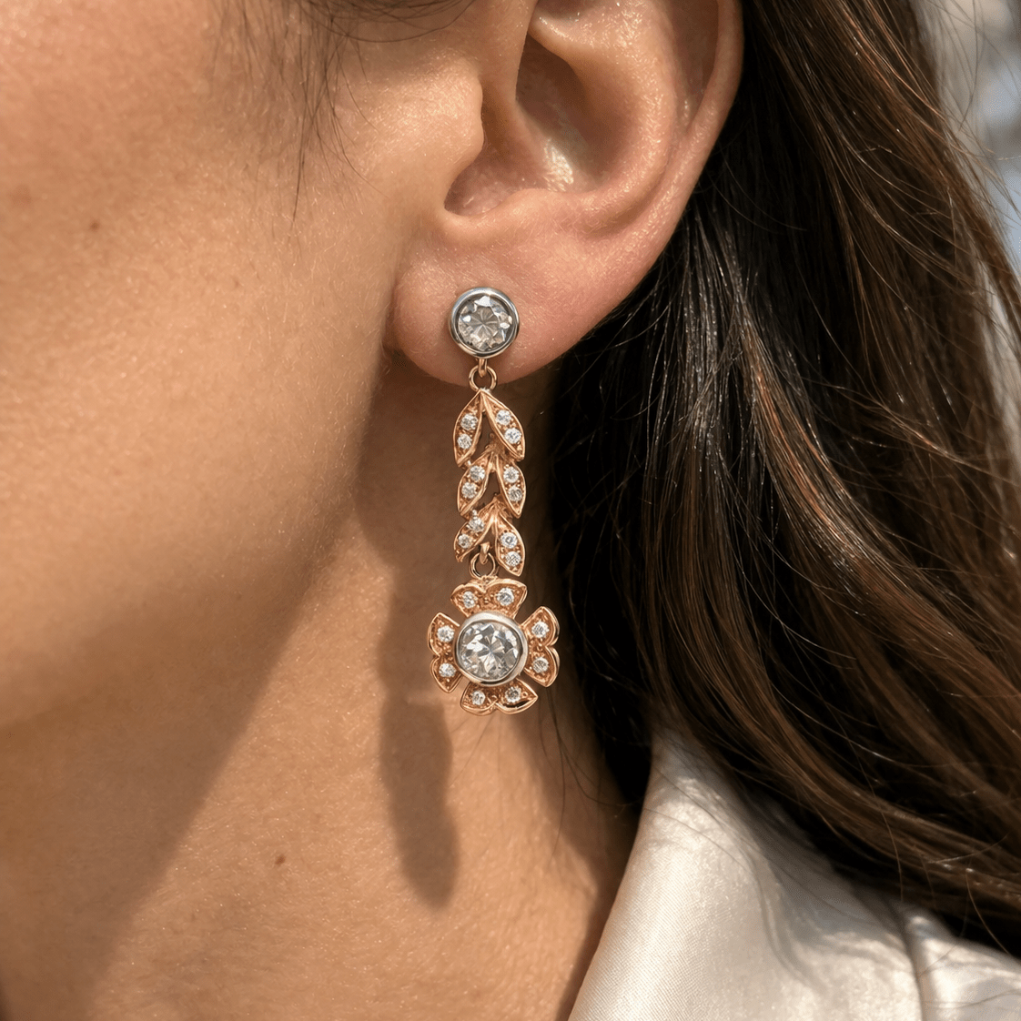 Boucles d’oreilles Pendantes en or jaune et diamants - Castafiore