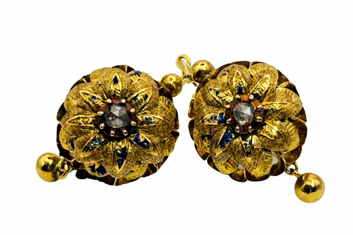 Boucles d'oreilles Pendantes en or jaune et diamants - Castafiore