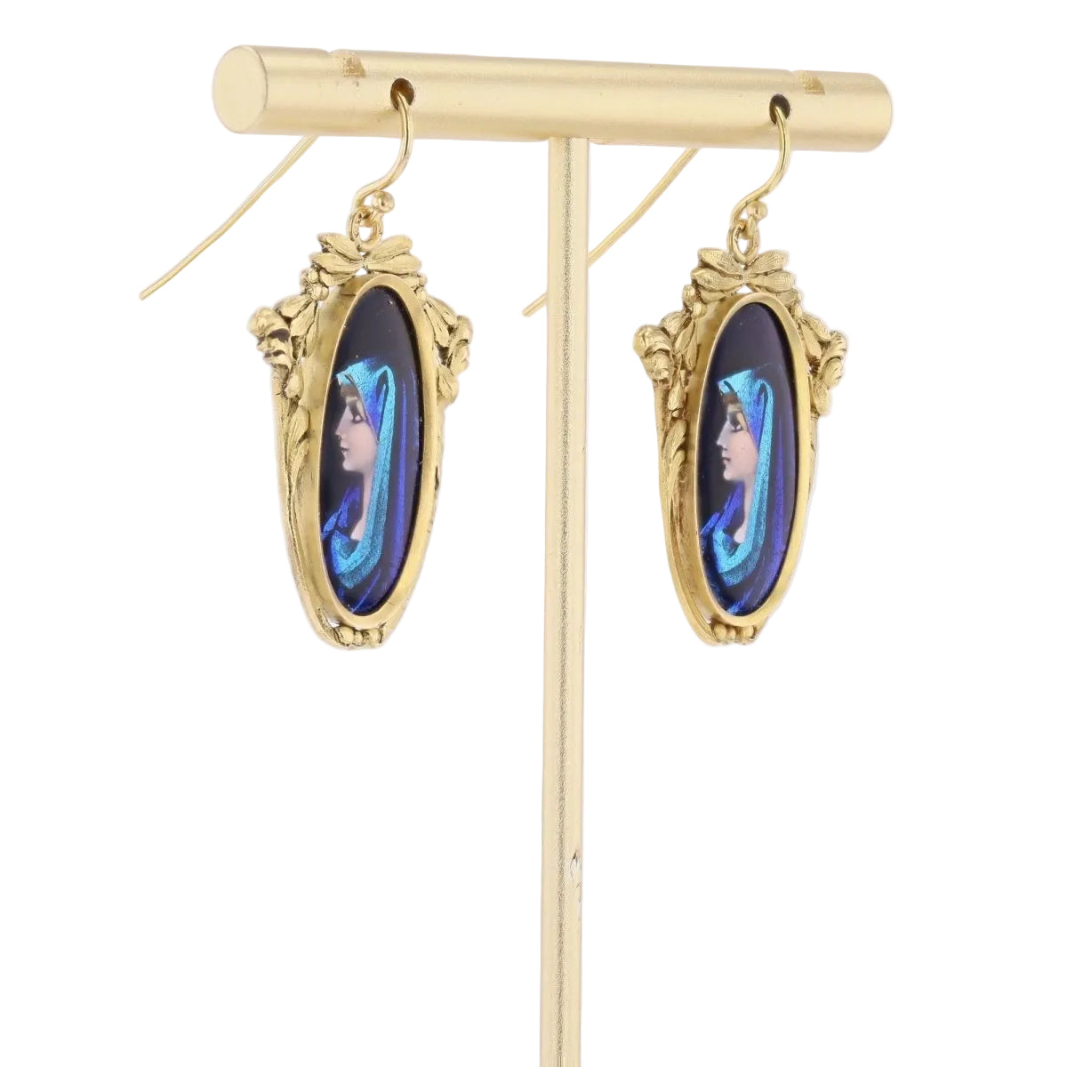 Boucles d'oreilles Pendantes en or jaune et émail - Castafiore