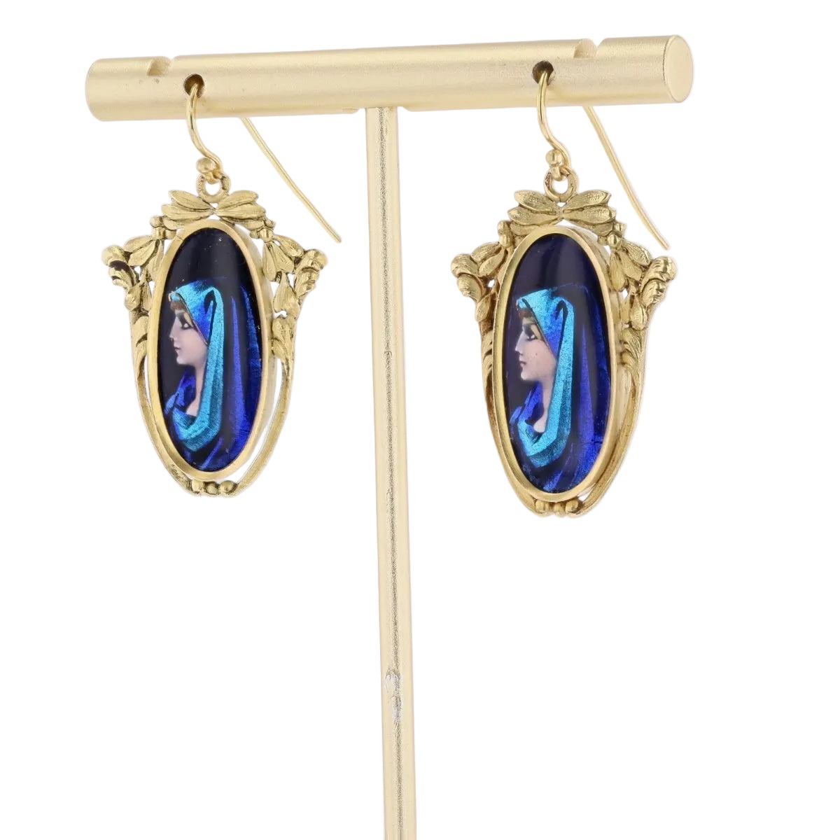 Boucles d'oreilles Pendantes en or jaune et émail - Castafiore