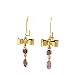 Boucles d’oreilles Pendantes en or jaune et gemmes roses - Castafiore