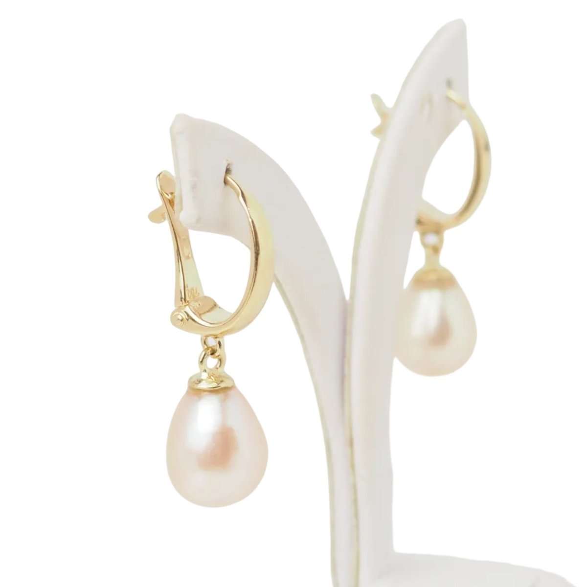 Boucles d’oreilles Pendantes en or jaune et perles