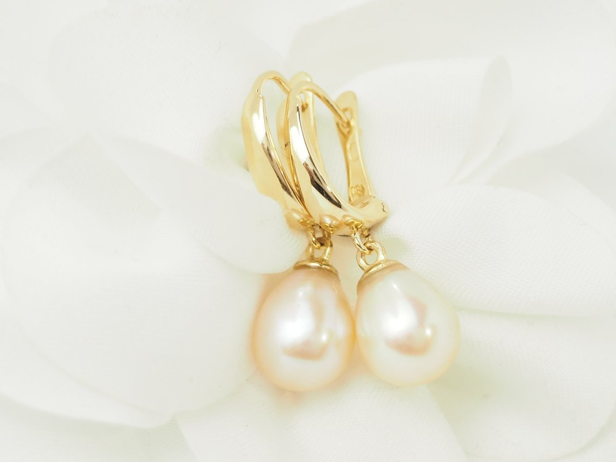 Boucles d’oreilles Pendantes en or jaune et perles - Castafiore