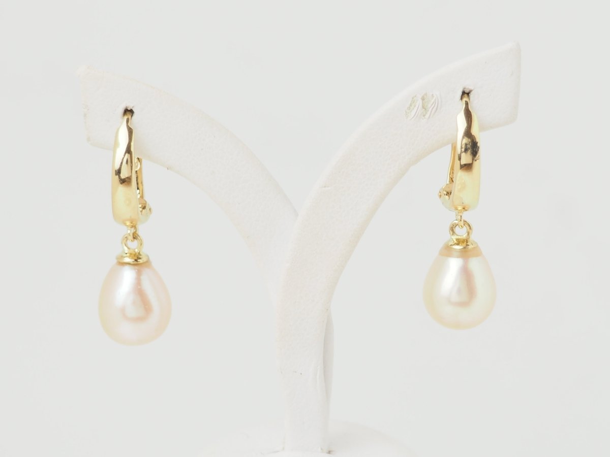 Boucles d’oreilles Pendantes en or jaune et perles - Castafiore