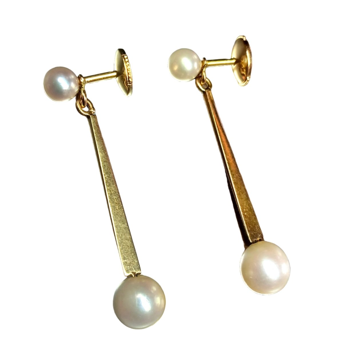 Boucles d'oreilles Pendantes en or jaune et perles - Castafiore