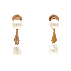 Boucles d'oreilles Pendantes en or jaune et perles - Castafiore