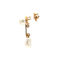 Boucles d'oreilles Pendantes en or jaune et perles - Castafiore