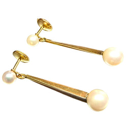 Boucles d'oreilles Pendantes en or jaune et perles - Castafiore