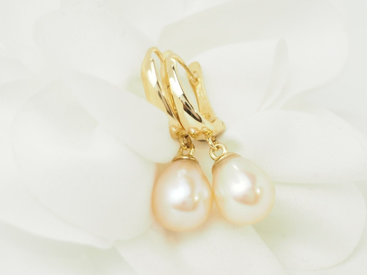 Boucles d’oreilles Pendantes en or jaune et perles - Castafiore