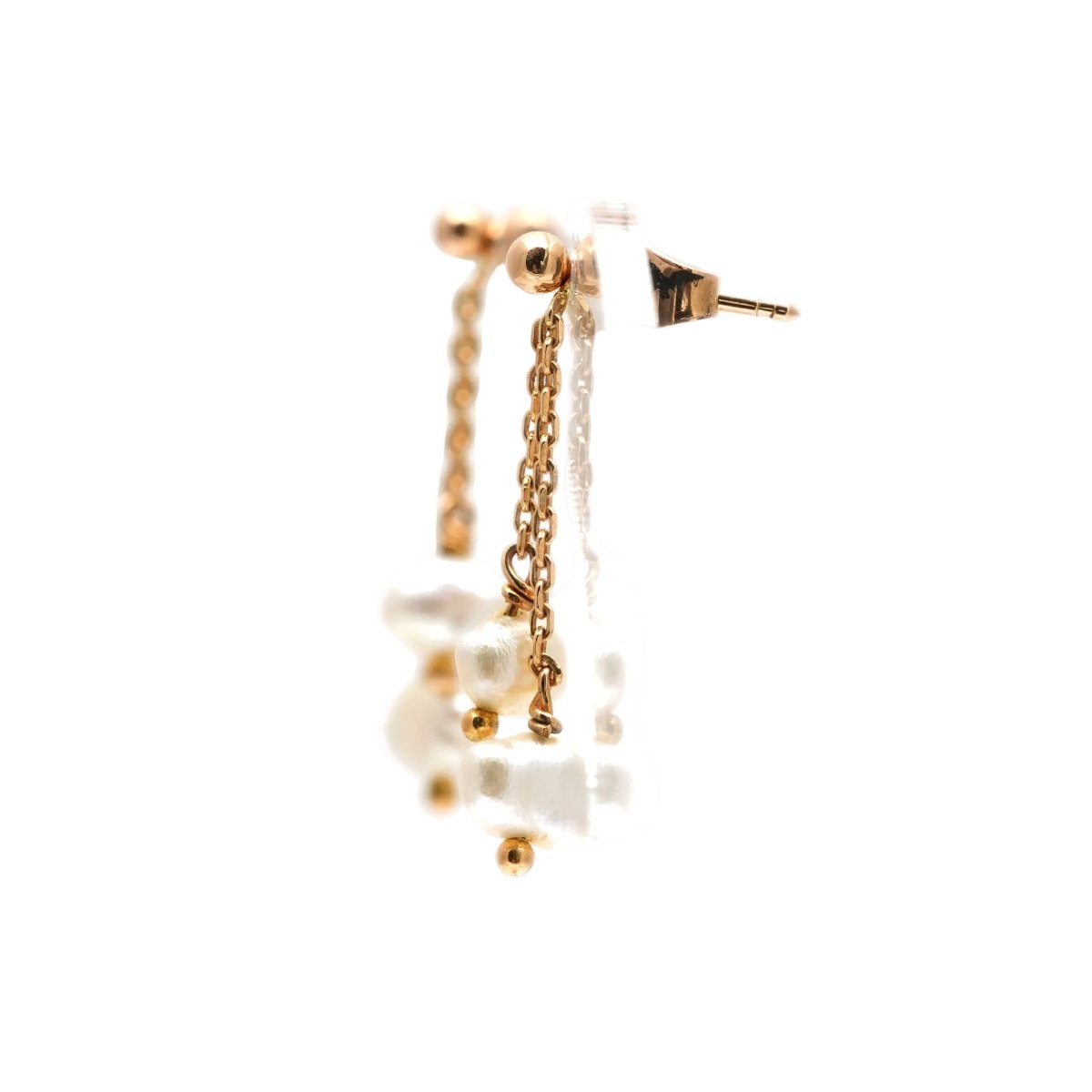 Boucles d'oreilles Pendantes en or jaune et perles - Castafiore