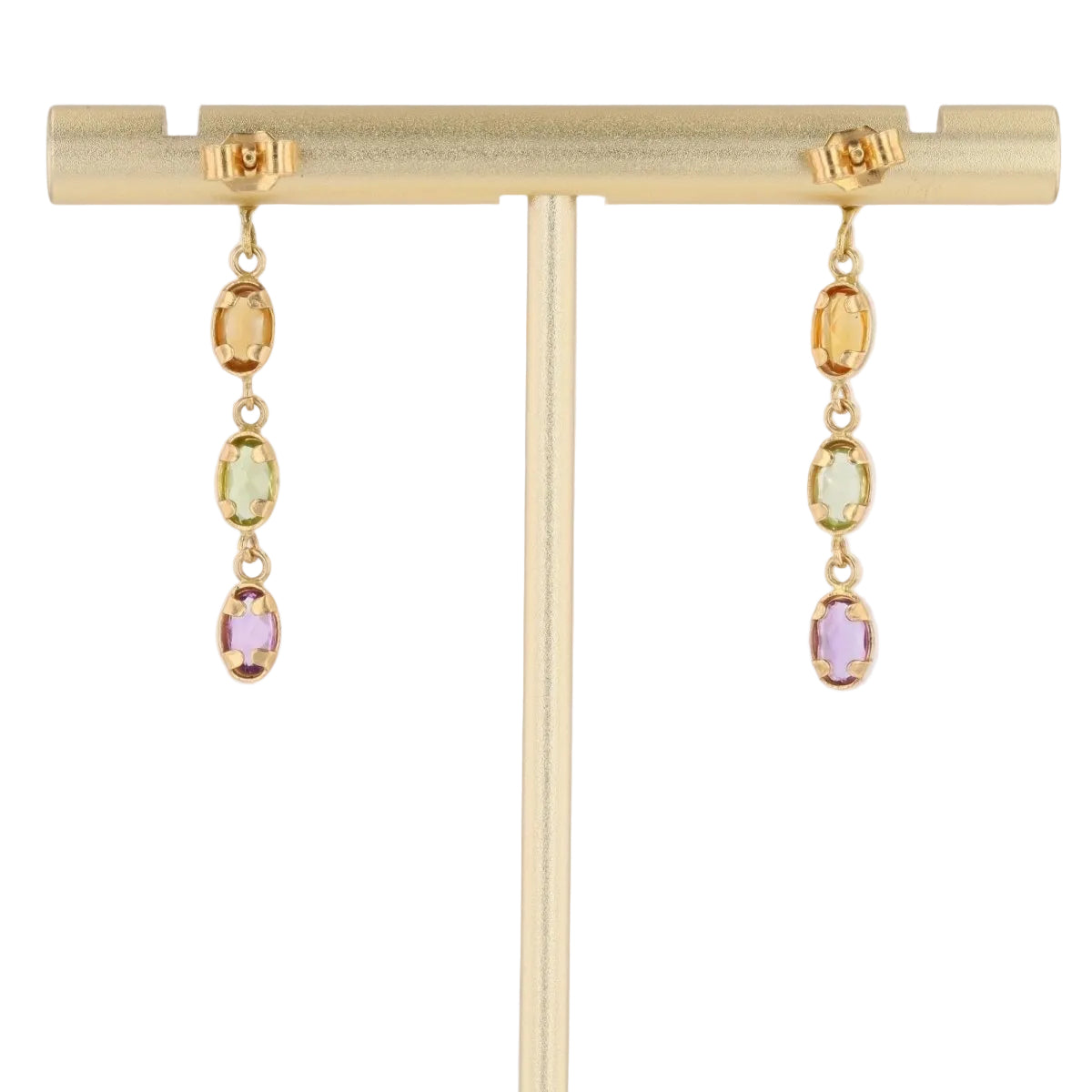 Boucles d'oreilles pendantes en or jaune et pierres fines - Castafiore