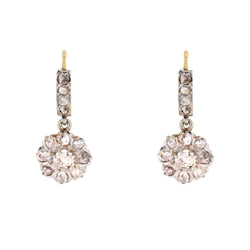 Boucles d'oreilles pendantes en or jaune et platine avec diamants - Castafiore