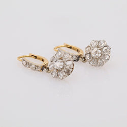 Boucles d'oreilles pendantes en or jaune et platine avec diamants - Castafiore