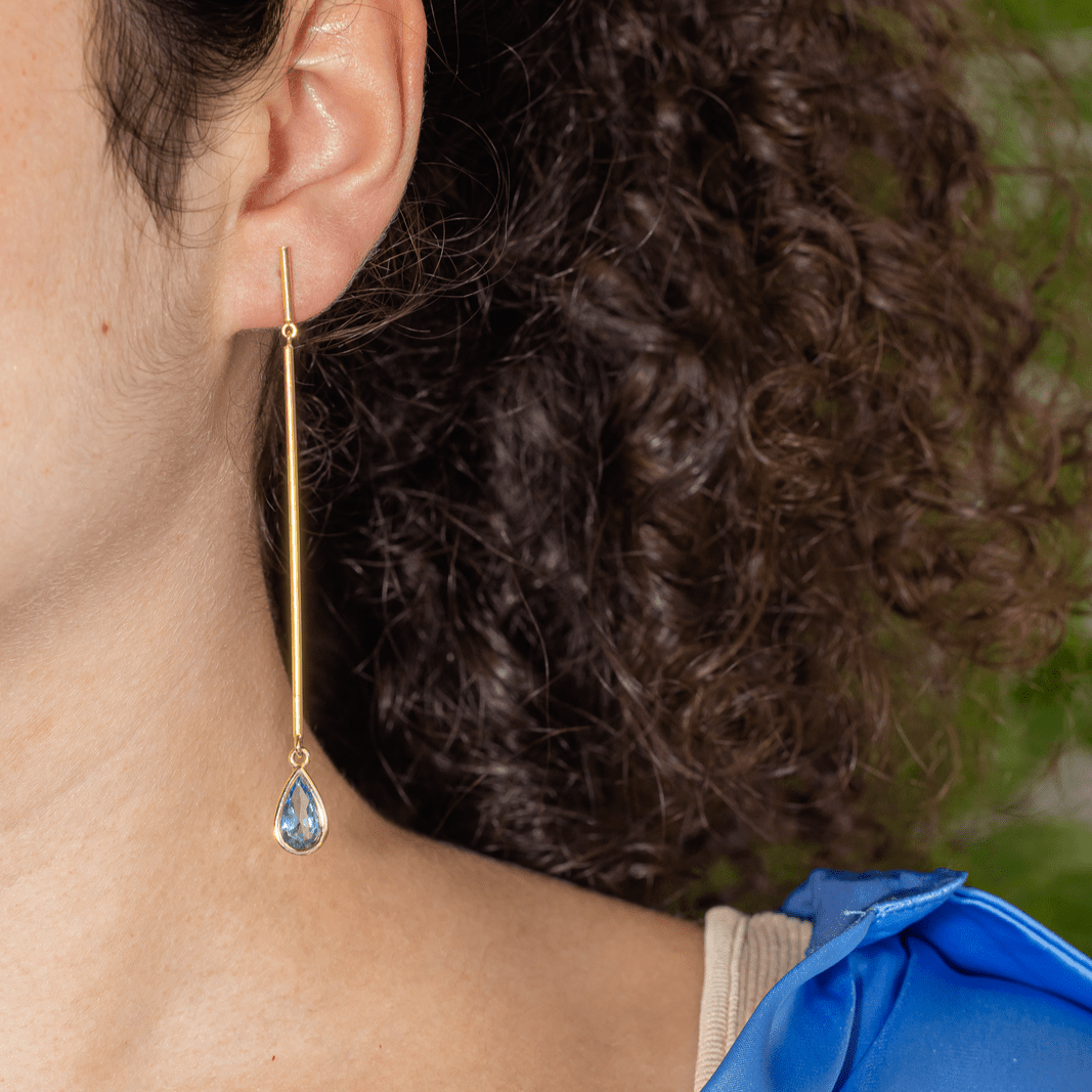 Boucles d'oreilles Pendantes en or jaune et topazes - Castafiore