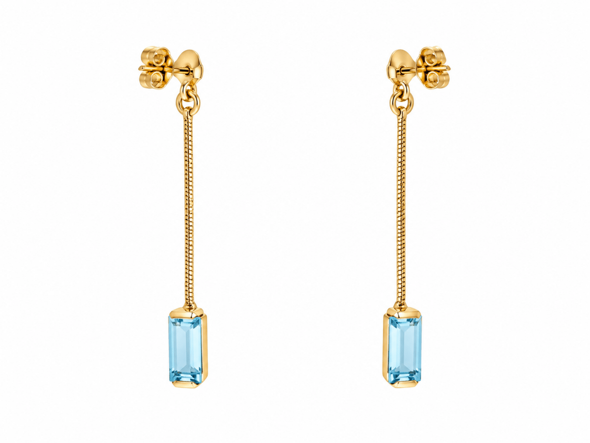Boucles d’oreilles Pendantes en or jaune et topazes - Castafiore