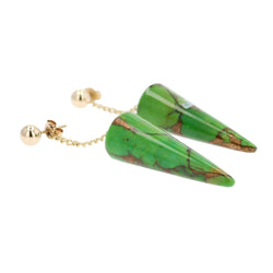 Boucles d'oreilles Pendantes en or jaune et turquoise - Castafiore