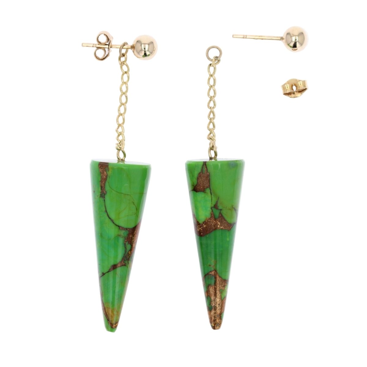 Boucles d'oreilles Pendantes en or jaune et turquoise - Castafiore