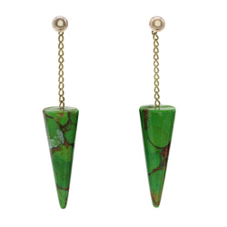 Boucles d'oreilles Pendantes en or jaune et turquoise - Castafiore