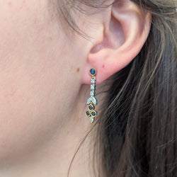 Boucles d'oreilles Pendantes en or jaune, or blanc, saphirs et diamants - Castafiore