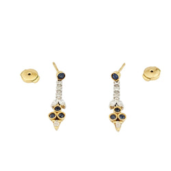 Boucles d'oreilles Pendantes en or jaune, or blanc, saphirs et diamants - Castafiore