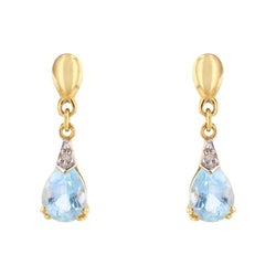 Boucles d'oreilles Pendantes en or jaune, or blanc, topazes et diamants - Castafiore