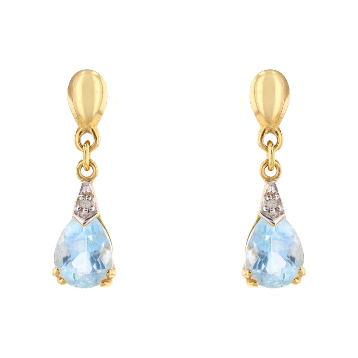 Boucles d'oreilles Pendantes en or jaune, or blanc, topazes et diamants - Castafiore