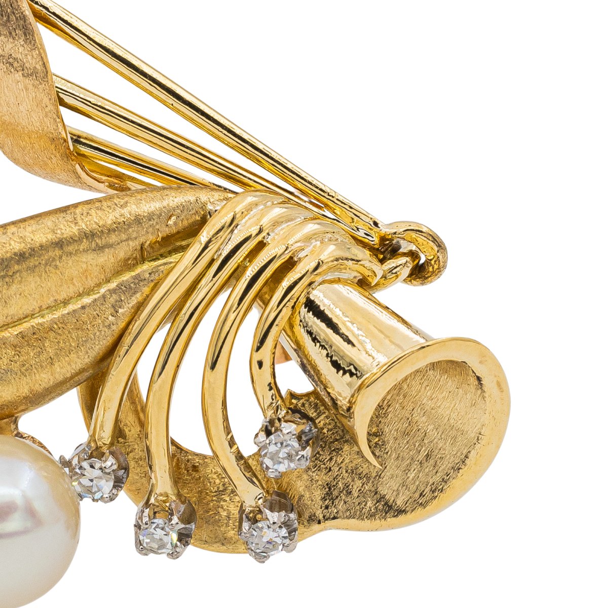 Boucles d'oreilles Pendantes en Or jaune, Perle de culture et Diamant - Castafiore