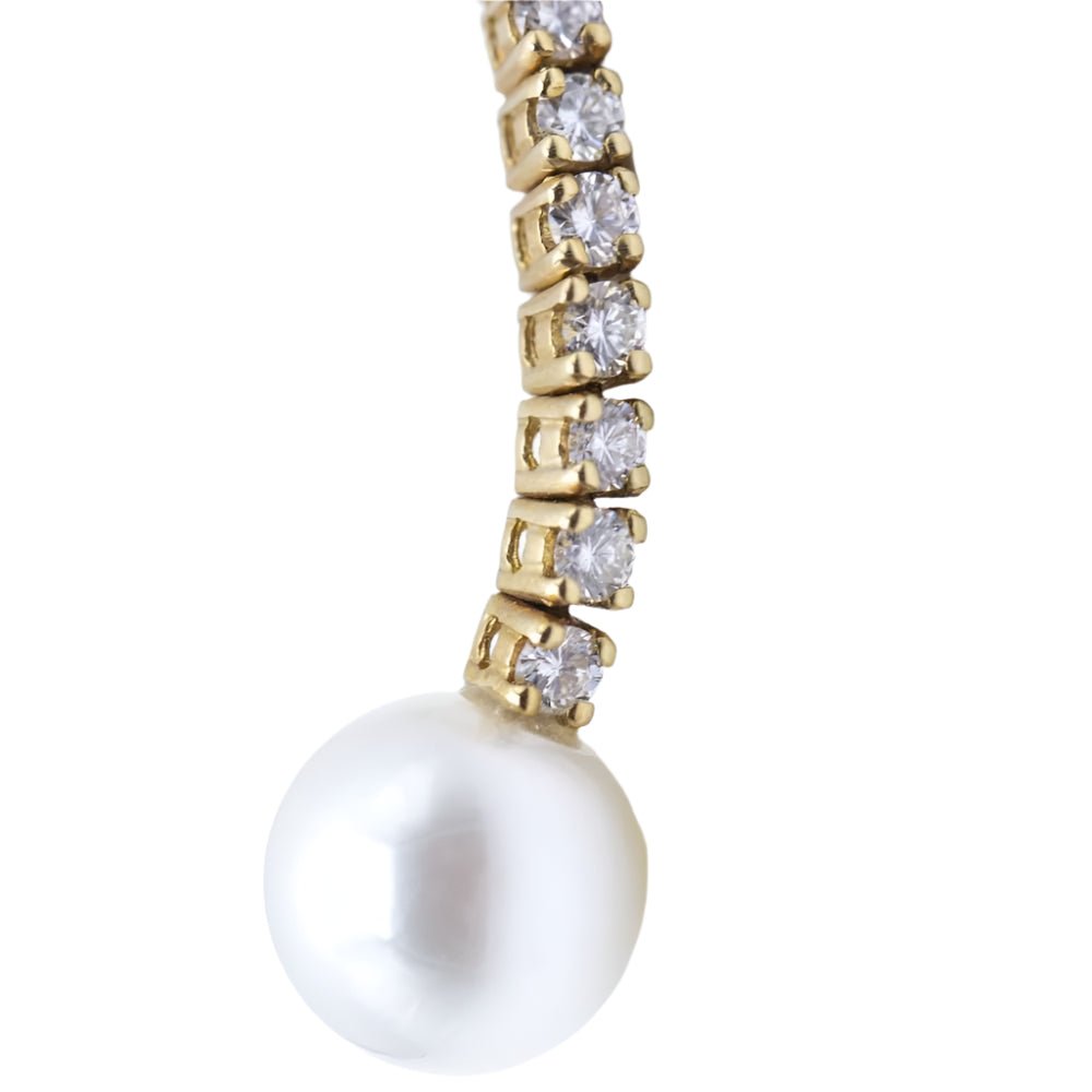 Boucles d'oreilles Pendantes en or jaune, perles et diamants - Castafiore