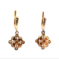 Boucles d'oreilles Pendantes en or jaune, perles et diamants - Castafiore